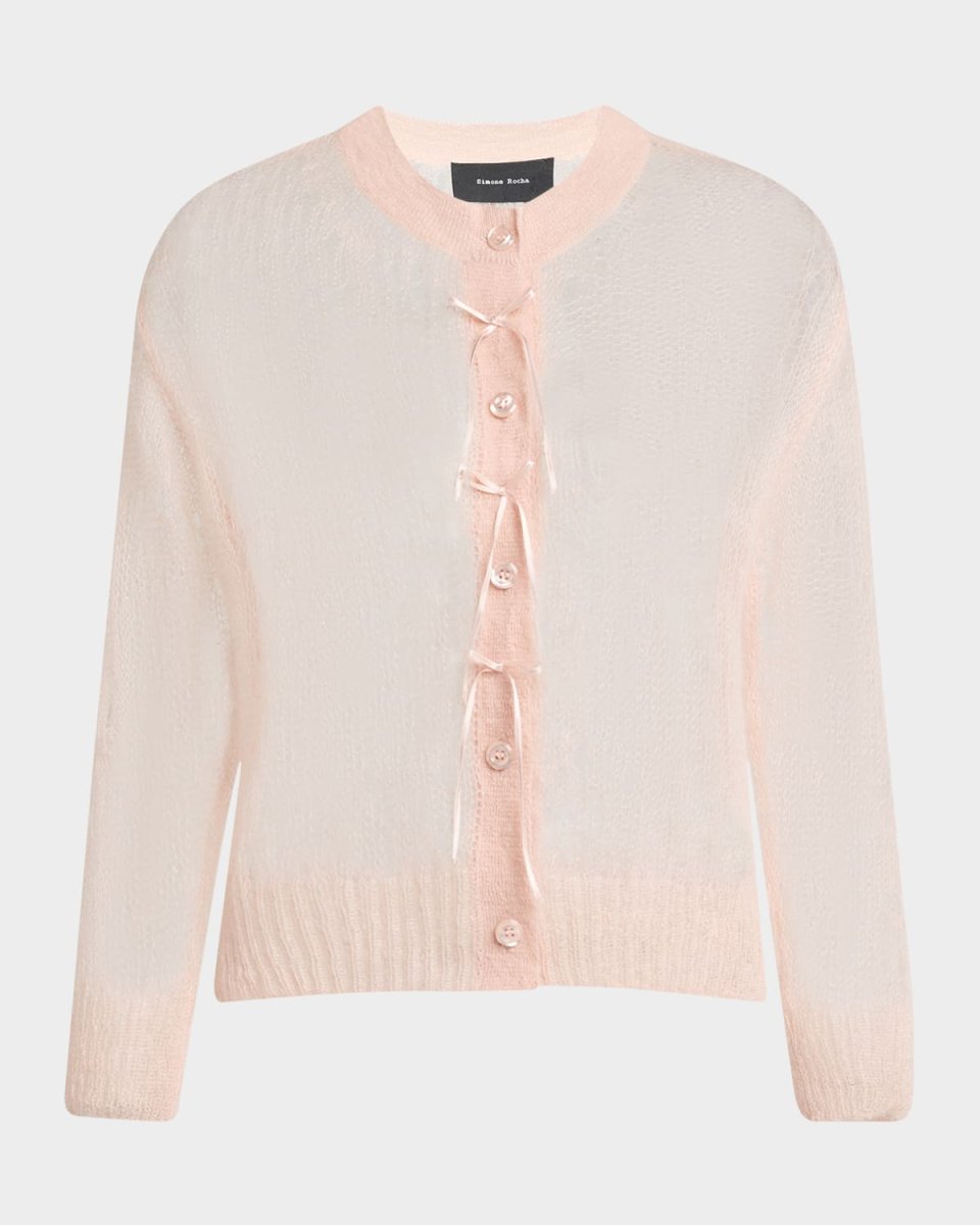 Bow Ribbon Mohair Cropped Cardigan